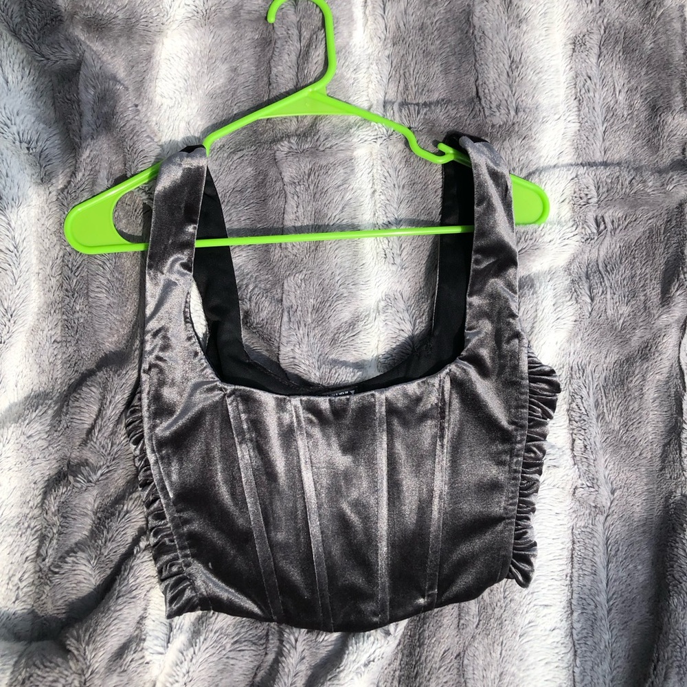 NWOT Zara Charcoal Velvet Cropped Tank